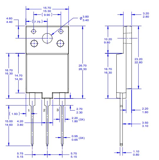 Mechanical Drawing - onsemi FGAFx0N60 Field Stop IGBTs